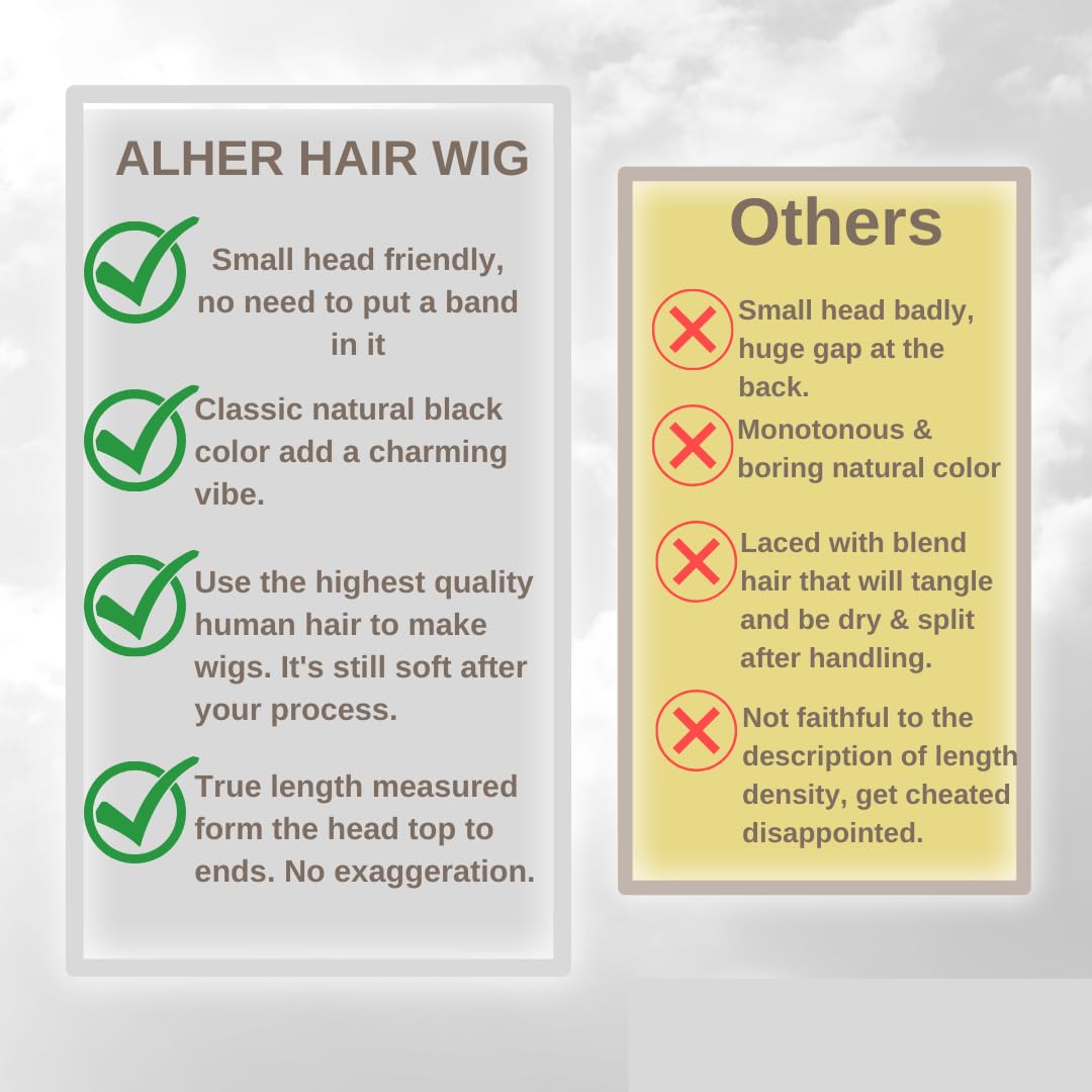 ALHER Small Cap Lace Front Wigs Human Hair Pre Plucked Body Wave, 13X4 HD Transparent Lace Frontal Wigs With Baby Hair 180% Density