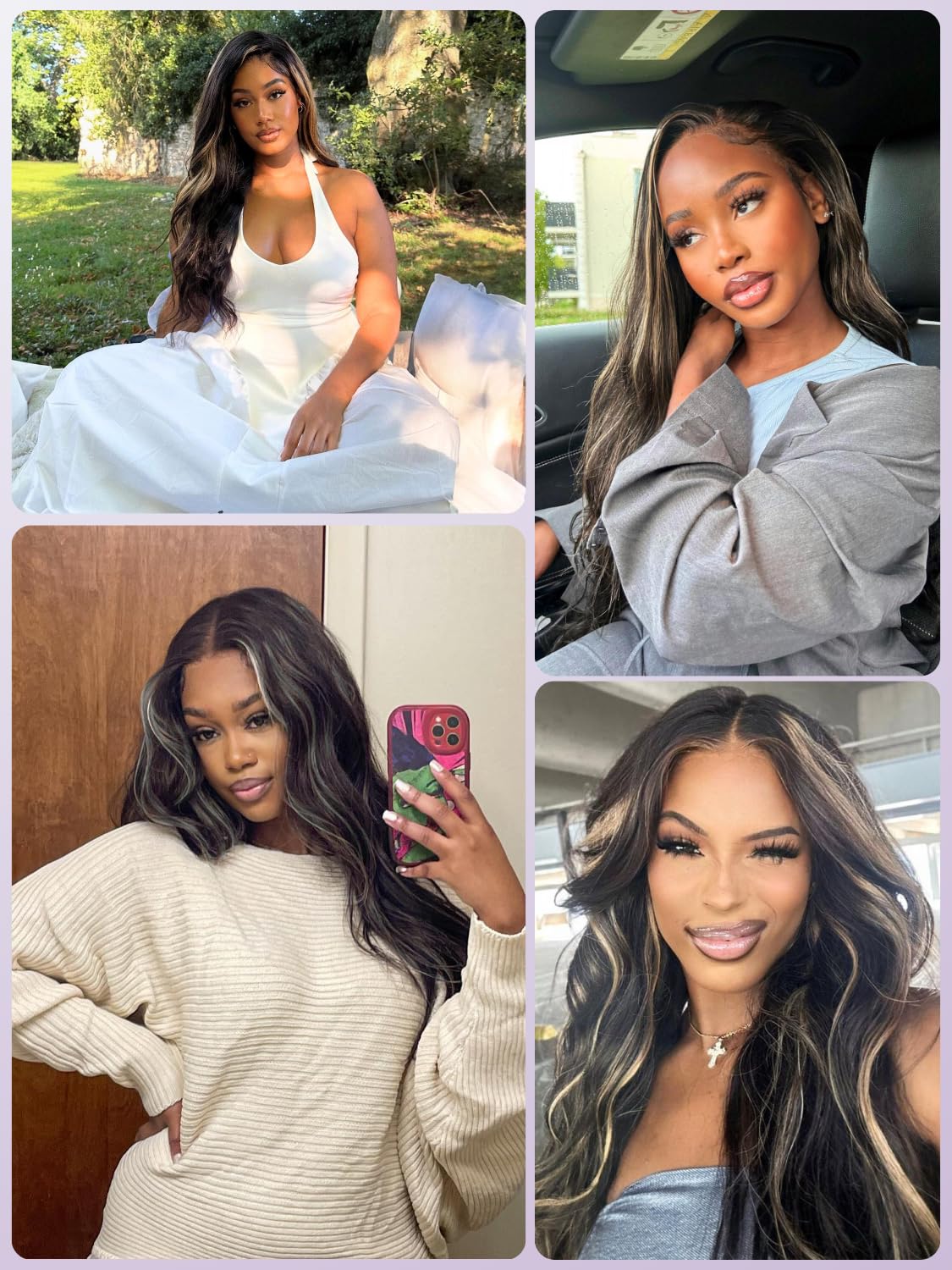 #F1B/613 Platinum Blonde Highlight Black Mix Color 1/3 Bundles Body Wave 100% Virgin Human Hair