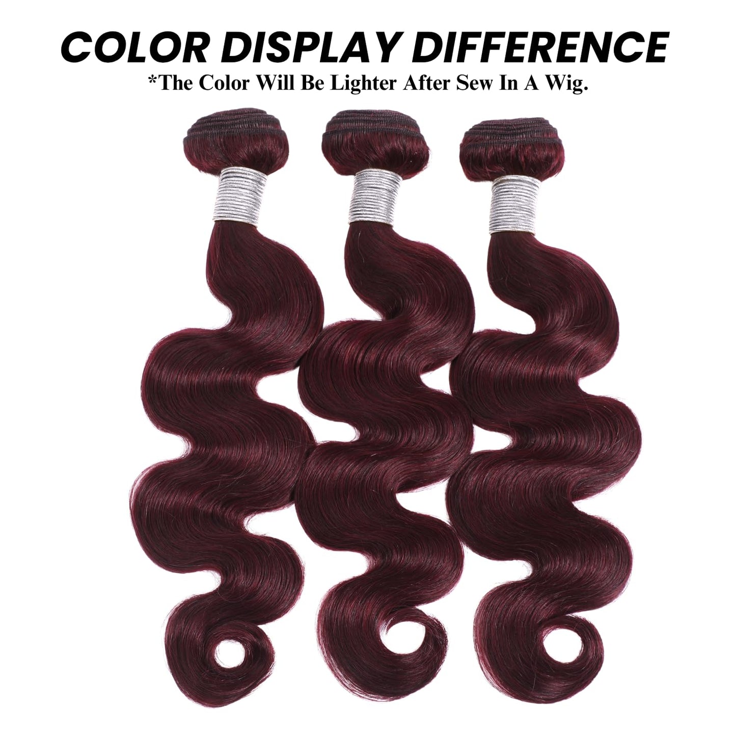 3pc Dark Burgundy Body Wave/Water Wave/Burmese Curly/Kinky Curly 1/3 Bundles Human hair