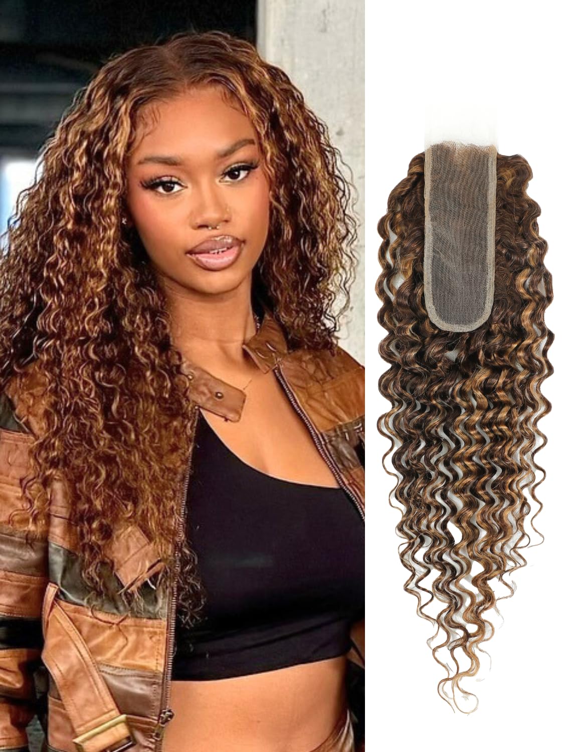 #P4/27 Color Body Wave Long Deep Part 2x6 Closure Include Deep Wave Water Wave Human Hair