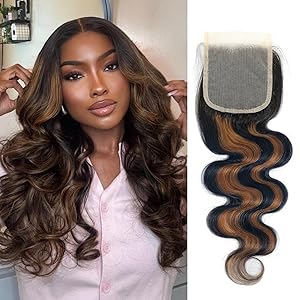 F1B/30 Brown Highlight Body Wave 4x4 Lace Closure