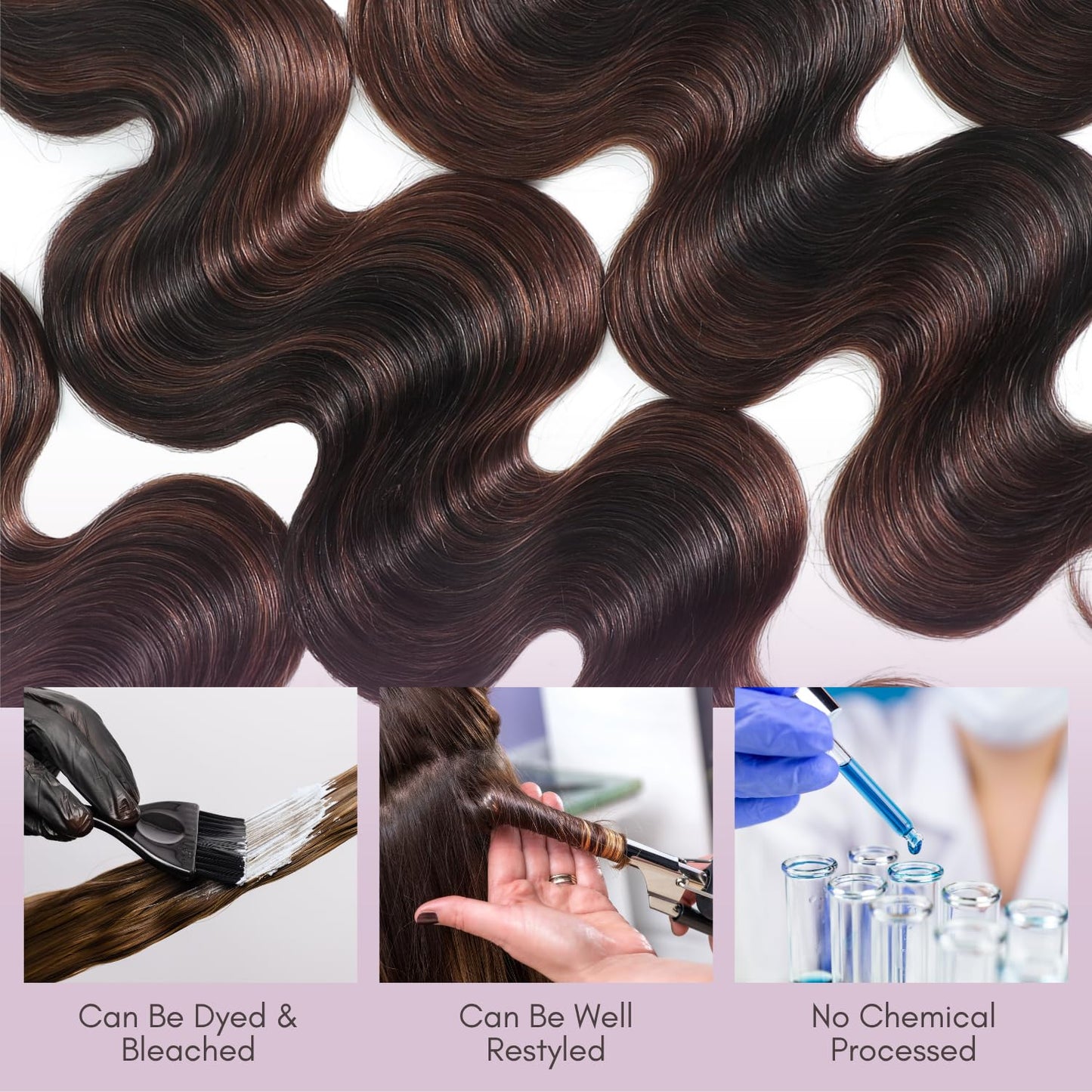 #F2/4 Dark Brown Highlight Body Wave 1/3 Bundles Human Hair