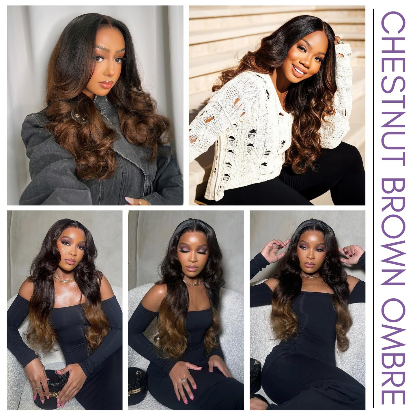 #T1B/2/30 Ombre Brown Body Wave 1/3 Bundles 100% Virgin Human Hair