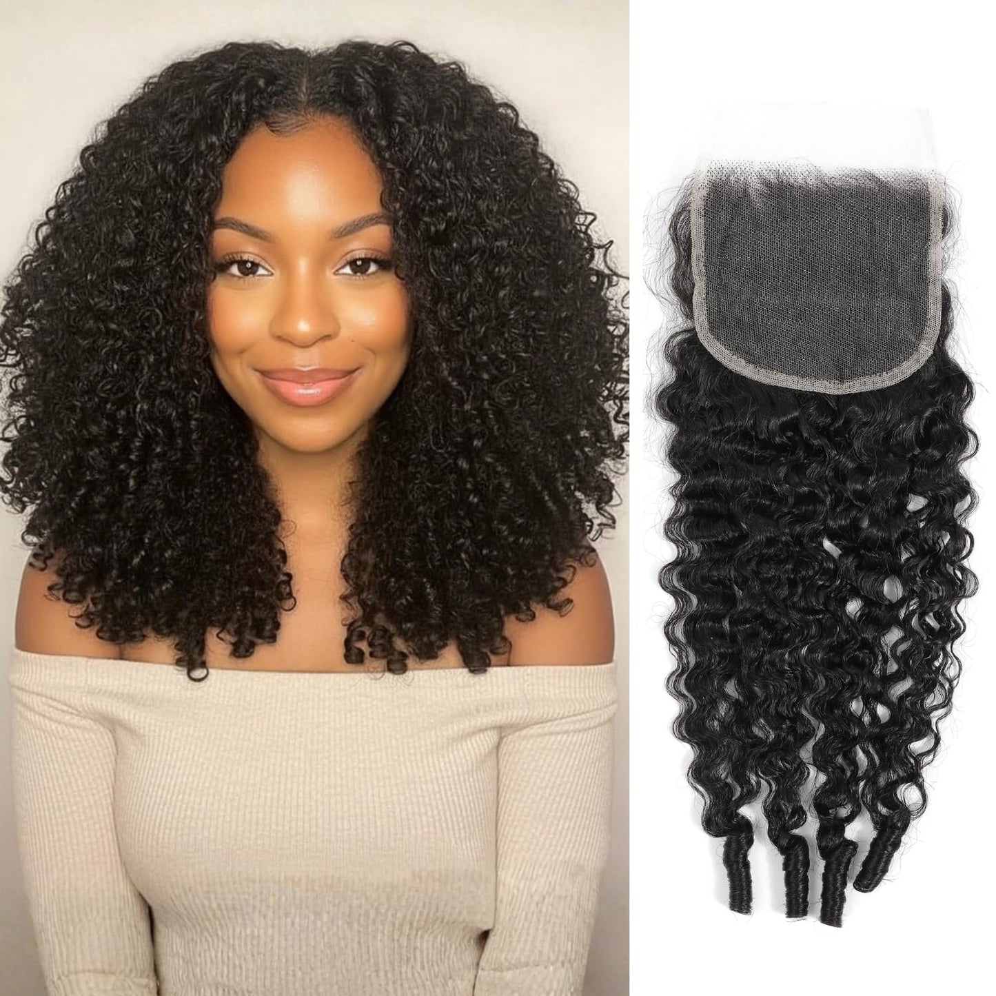 13A Water Wave 0.09mm Ultra-thin Invisible Swiss 4x4 HD Lace Closure Burmese Curly Human Hair