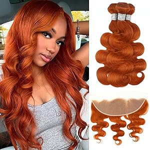 #350 Ginger Orange Body Wave 3 Bundles with HD 13x4 Ear to Ear Lace Frontal