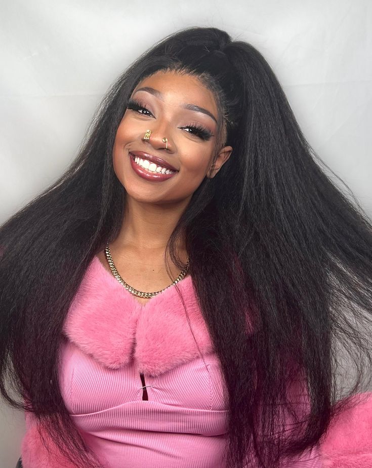 Yaki Straight 13x4 Lace Front Wig Human Hair