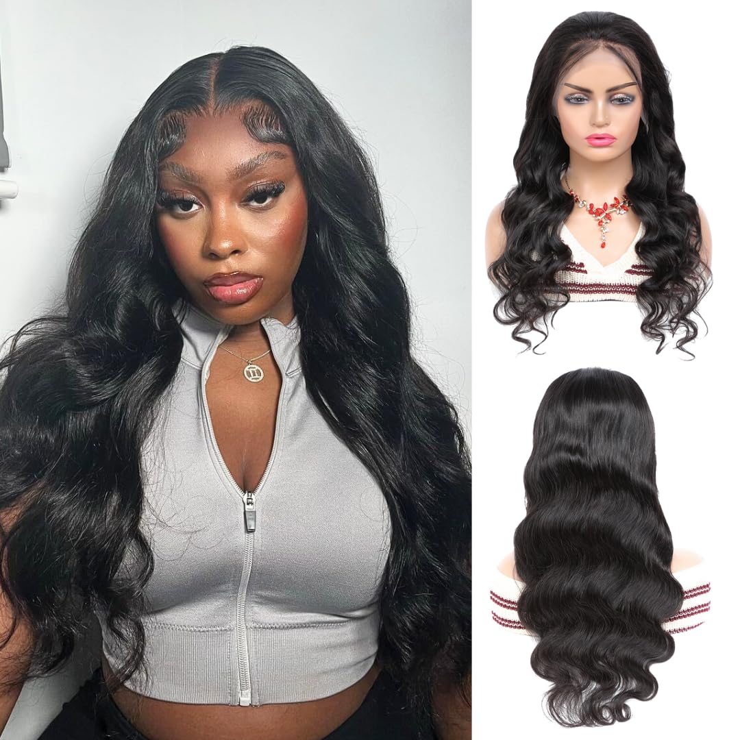 ALHER Small Cap Lace Front Wigs Human Hair Pre Plucked Body Wave, 13X4 HD Transparent Lace Frontal Wigs With Baby Hair 180% Density