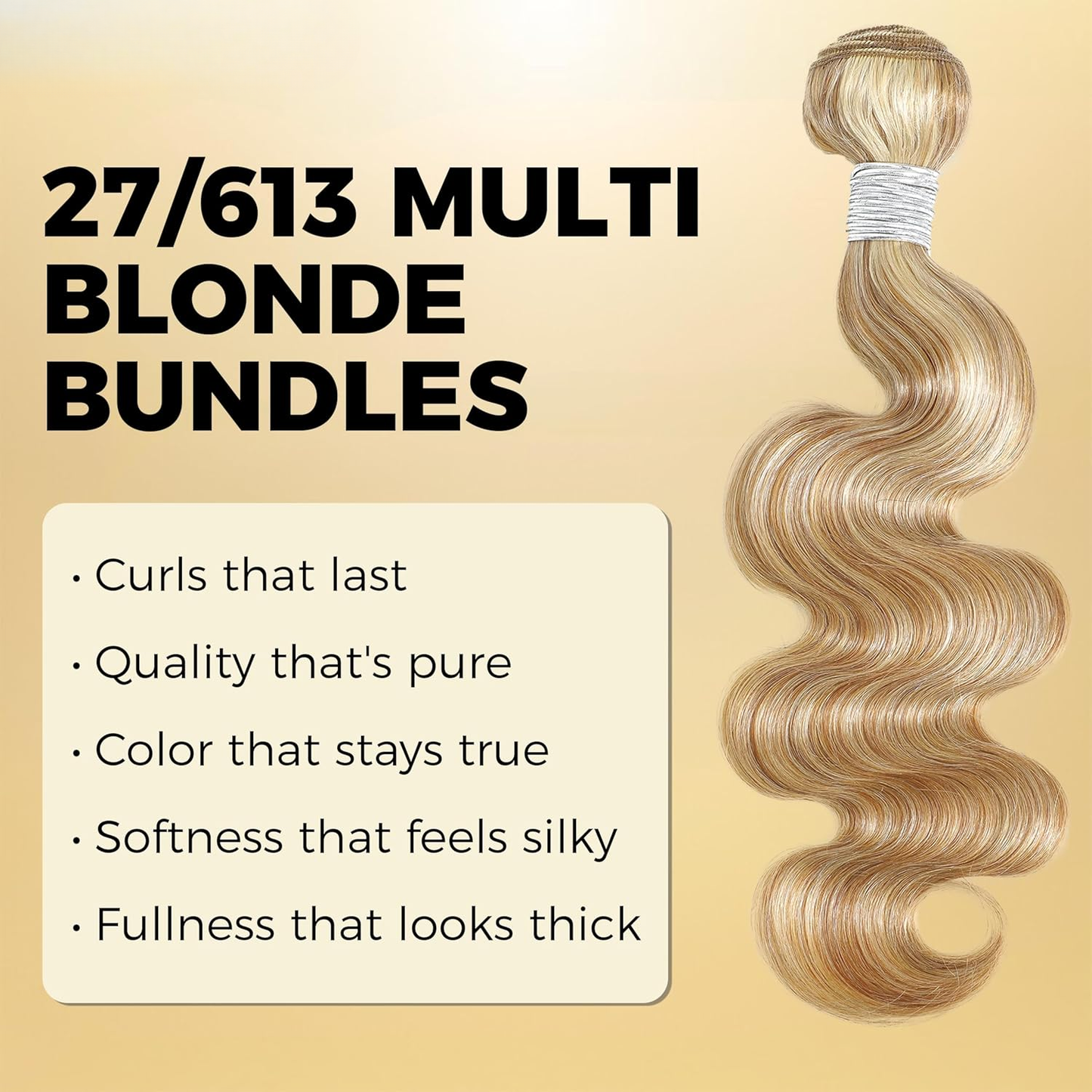 #F27/613 Highlight Multi-Blonde Water Wave 3 Bundles Human Hair Body Wave Honey Blonde Highlight Single Bundle
