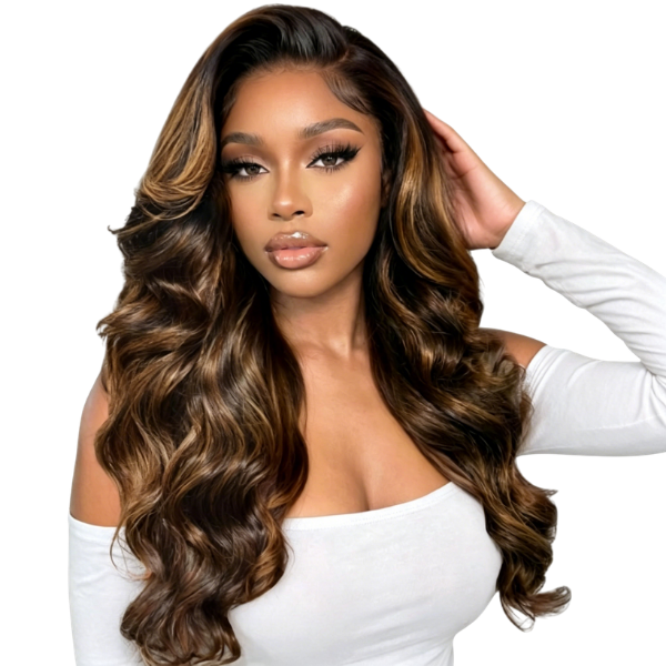 F1B/30 Brown Highlighted Colored Body Wave 1Bundles Human Hair Highlight Water Wave 3 Bundles