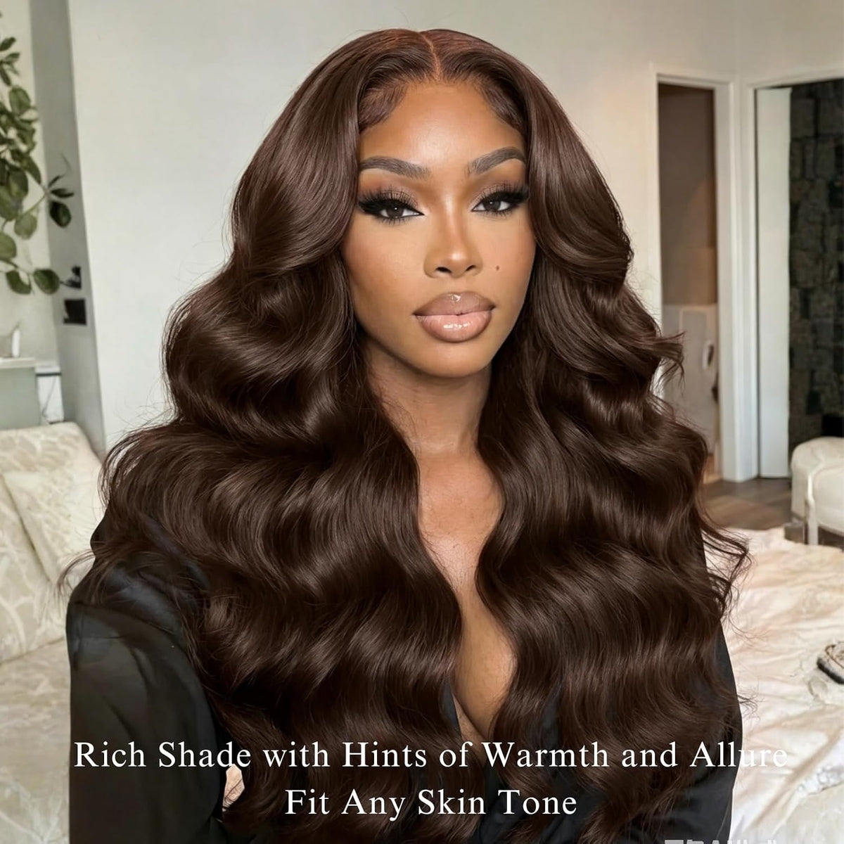 Chocolate Brown Body Wave Human Hair 3 Bundles with 13x4 Frontal,2x6, 4x4 Closure 12A Color #4 Dark Brown Bundles with Lace Frontal / Closure