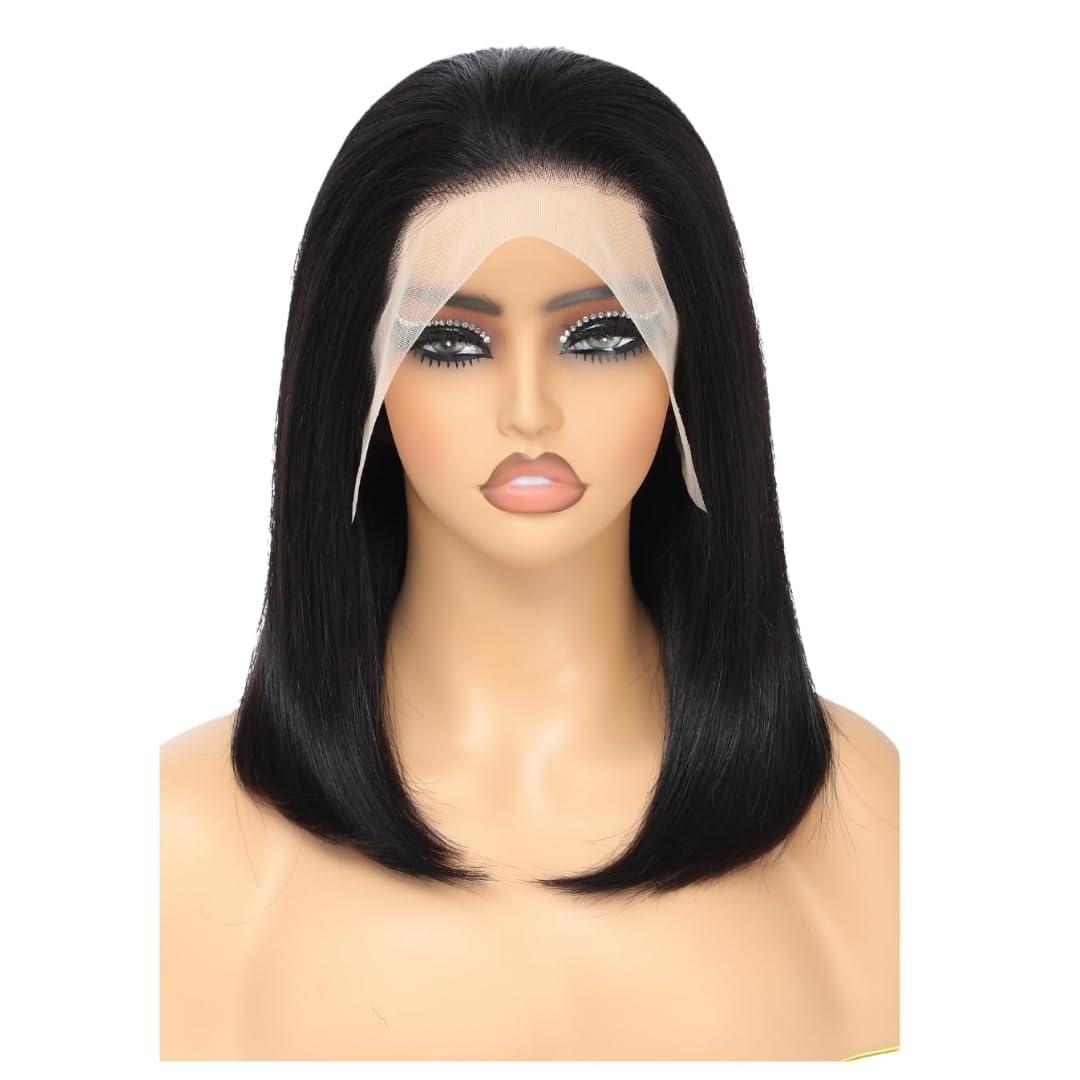 Short Bob Wig Human Hair Small Cap Lace Front Wigs Straight, 13X4 Transparent Lace Frontal Wigs 180% Density for Women, Natural Color