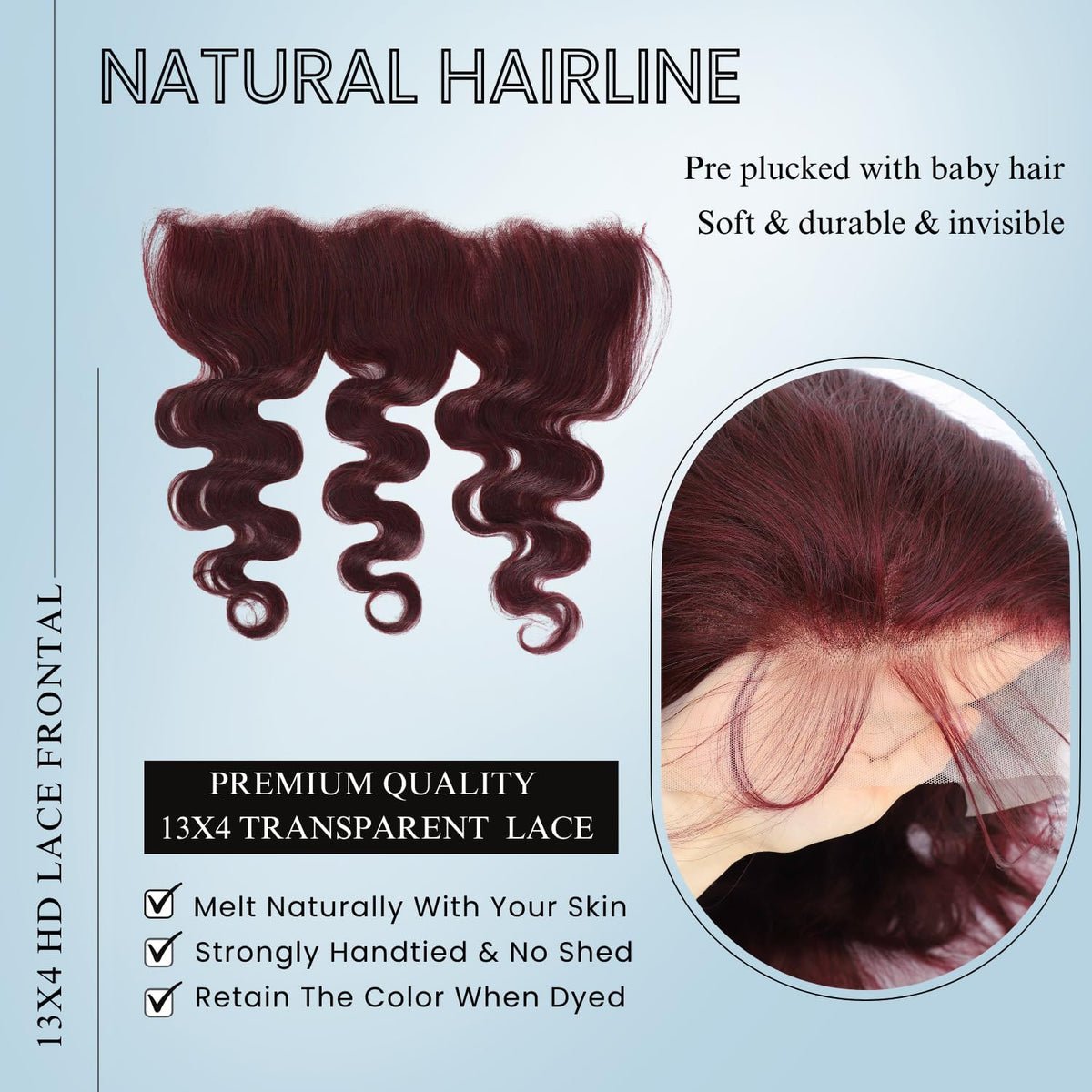 ALHER 12A 99j Dark Burgundy Body Wave Bundles with Closure Human Hair, 99j Purplish Wine Red Color HD Closure with Bundles