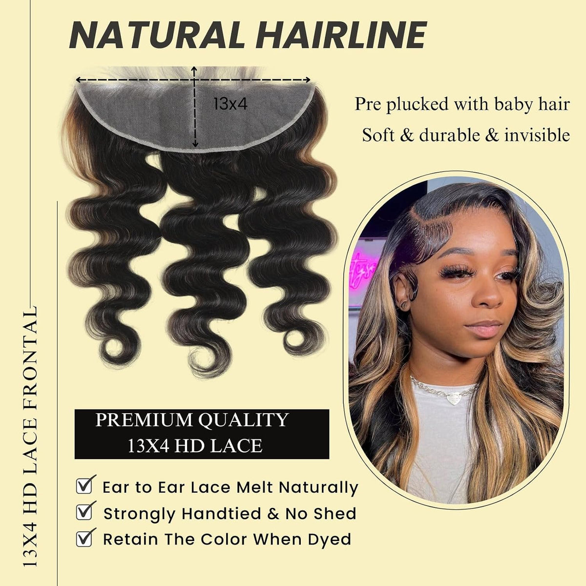 12A #F1B/27 Blonde Ombre Human Hair Bundles With HD Lace Closure Body Wave, 100% Remy Hair Black and Blonde Highlight Colored