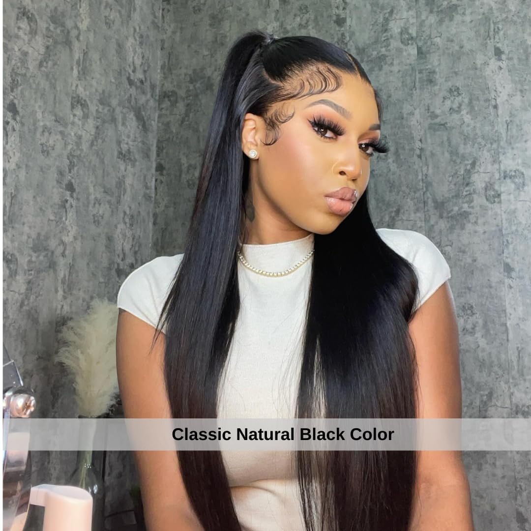 ALHER Small Cap Lace Front Wigs Human Hair Pre Plucked Straight, 13X4 Transparent Lace Frontal Wigs With Baby Hair 180% Density for Black Women