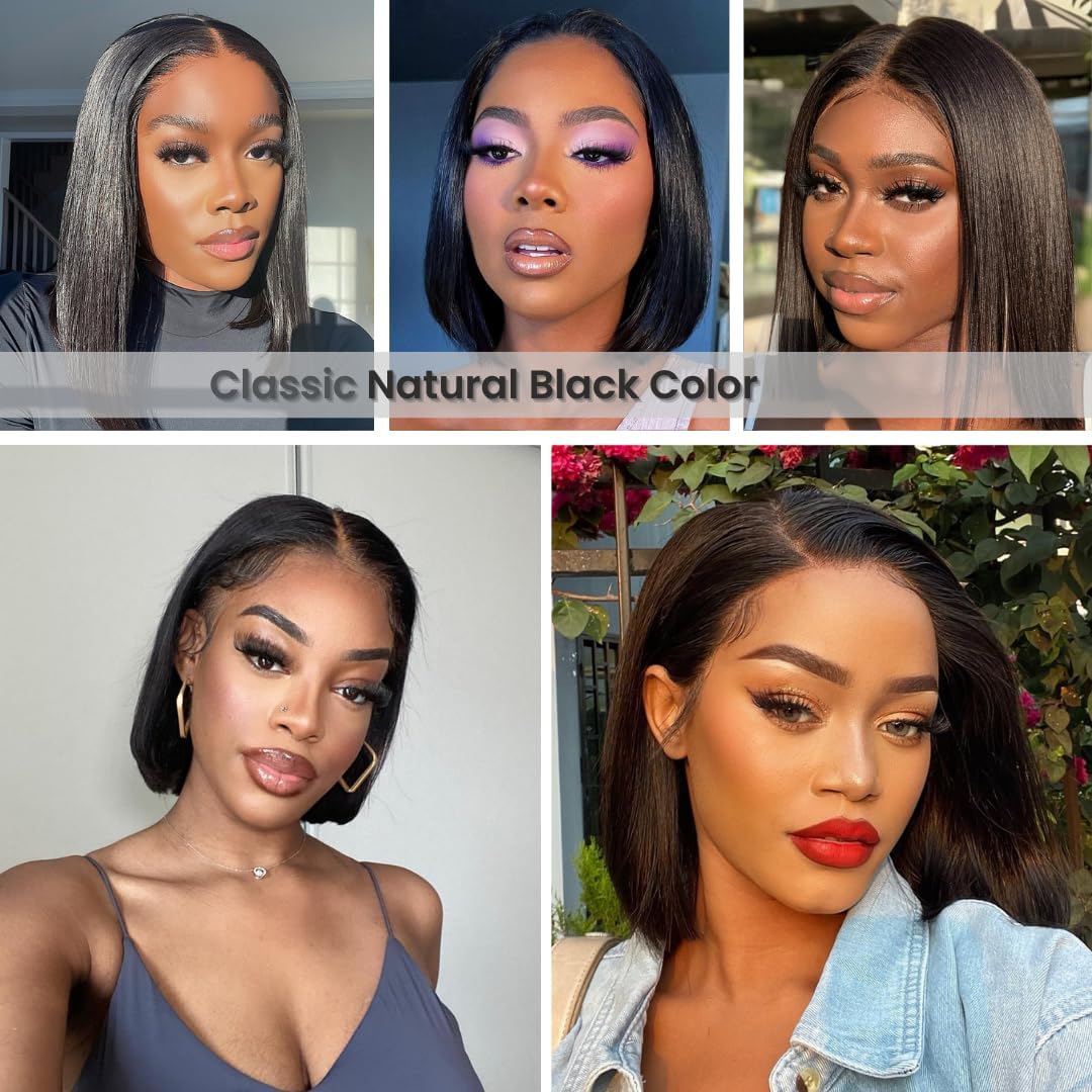 Short Bob Wig Human Hair Small Cap Lace Front Wigs Straight, 13X4 Transparent Lace Frontal Wigs 180% Density for Women, Natural Color