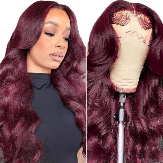 #99J Dark Burgundy Body Wave 13x4 HD Lace Front Wigs