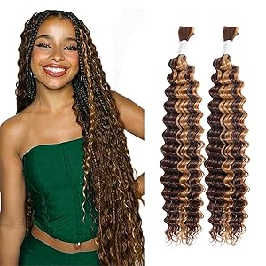 Colored #4/27 Braiding Hair Highlight Deep Wave Bulk Human Hair For Braiding
