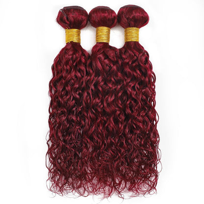 3pc Dark Burgundy Body Wave/Water Wave/Burmese Curly/Kinky Curly 1/3 Bundles Human hair