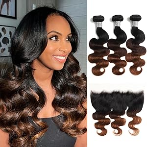 Colored #T1B/2/30 Body Wave 3 Bundles With 13x4 Closure Frontal Ear To Ear Free Part Water Wave Human Hair