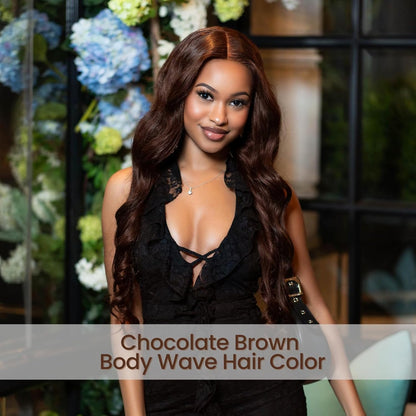 #4 Chocolate Brown Color 1/3 Bundles Body Wave 100% Virgin Human Hair