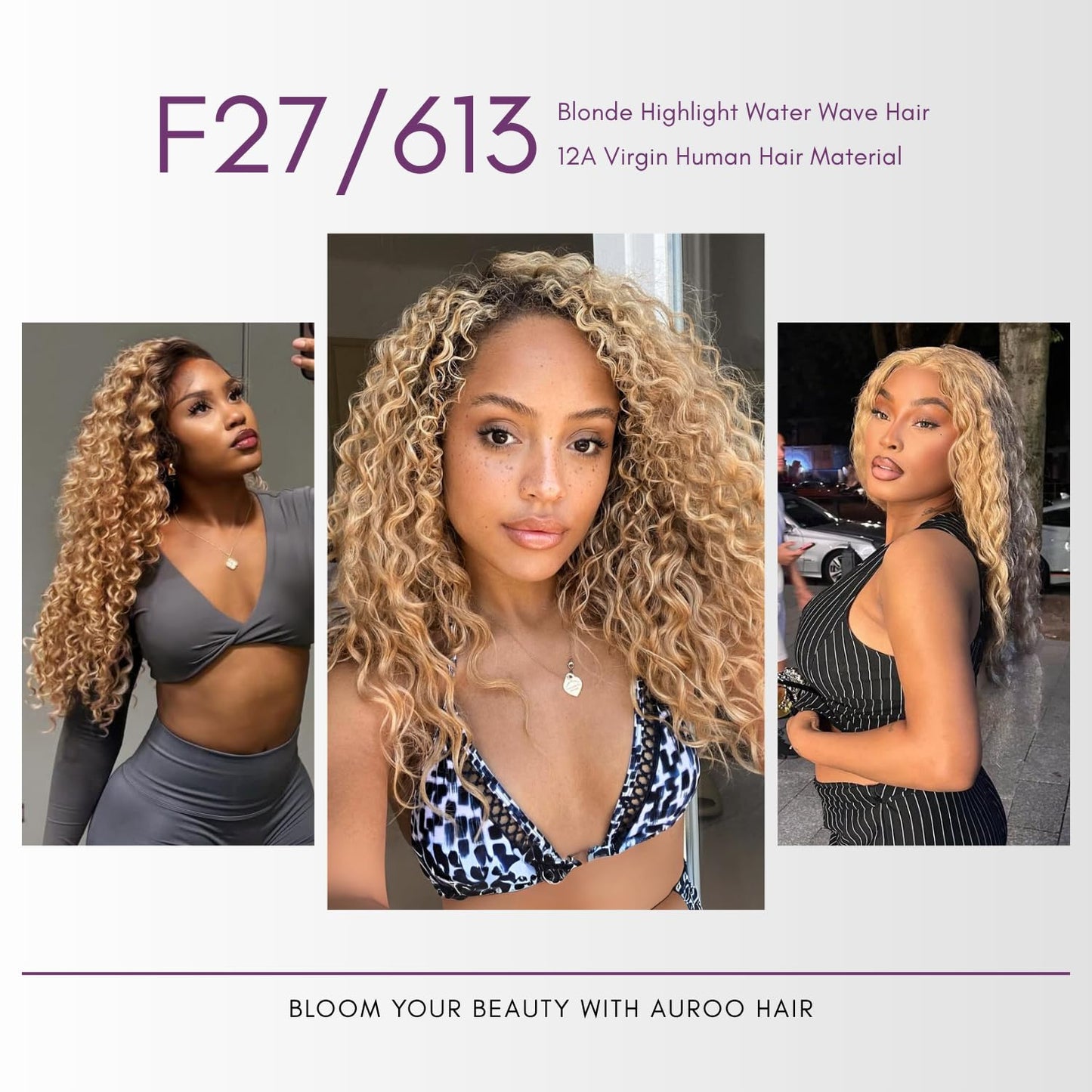 #F27/613 Highlight Multi-Blonde Water Wave 3 Bundles Human Hair Body Wave Honey Blonde Highlight Single Bundle