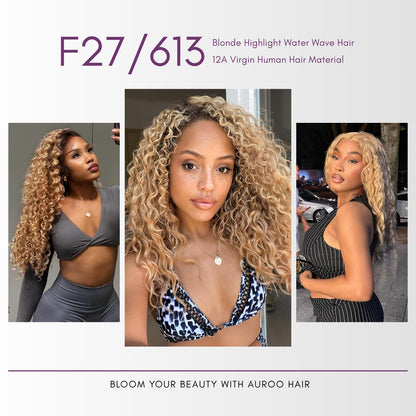 #F27/613 Highlight Multi-Blonde Water Wave 3 Bundles Human Hair Body Wave Honey Blonde Highlight Single Bundle