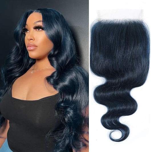 Dark Blue Color 4x4 HD Lace Closure Body Wave Human Hair