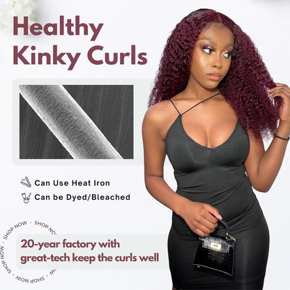 3pc Dark Burgundy Body Wave/Water Wave/Burmese Curly/Kinky Curly 1/3 Bundles Human hair