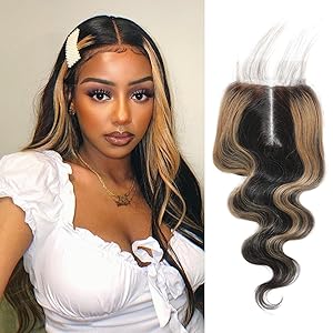 #27 Ombre Skunk Stripe 5x5 Lace Closure Only Human Hair Body Wave