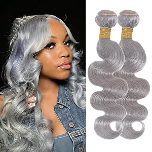 Lavender Silver Grey Colored Body Wave 1/2 Bundles Human Hair