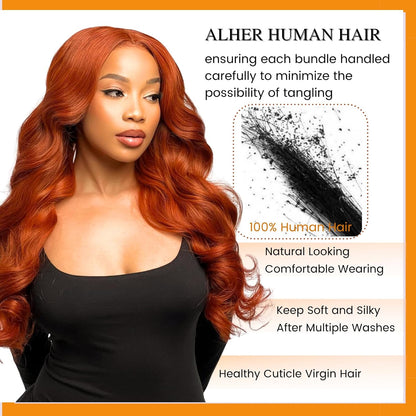 #350 Ginger Orange Body Wave 1/3 Bundles Body Wave 100% Virgin Human Hair