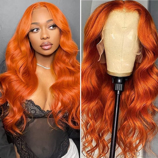 #350 Ginger Orange 13x4 Body Wave HD Lace Frontal Wig with Baby Hair