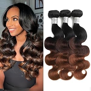 #T1B/2/30 Ombre Brown Body Wave 1/3 Bundles 100% Virgin Human Hair