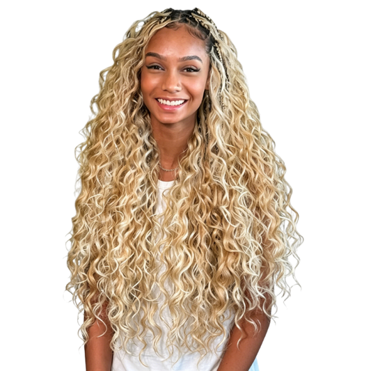 27/613 Blonde Highlight Deep Wave Braiding Human Hair For Boho Knotless Braids