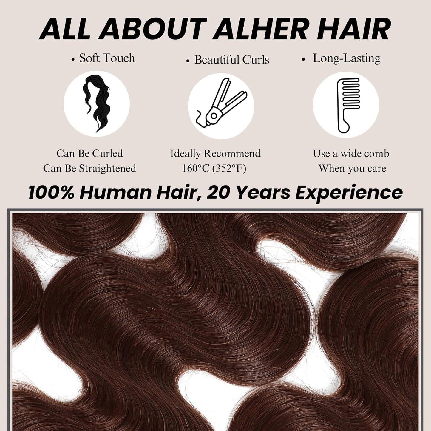 #4 Chocolate Brown Color 1/3 Bundles Body Wave 100% Virgin Human Hair