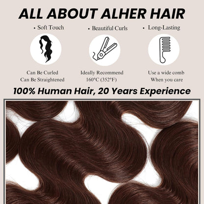 #4 Chocolate Brown Color 1/3 Bundles Body Wave 100% Virgin Human Hair