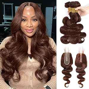 Chocolate Brown Color #4 Body Wave 3 Bundles with 4x4 HD Lace Closure Human Hair Burmese Curly Bundles With 2x6 Closure