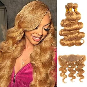 #27 Sun-kissed Vibe Golden Blonde Body Wave 3 Bundles with 13x4 Ear to Ear Lace Frontal