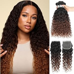 #T1B/2/30 Chestnut Brown Ombre Body Wave 3 Bundles with 4x4/2x6/5x5 Hd Lace Closure