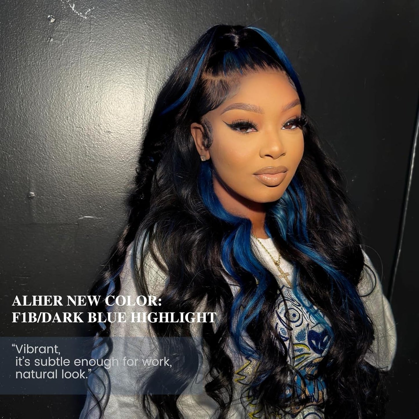 Black Mix Blue Highlight 1/3 Bundles Body Wave Human Hair