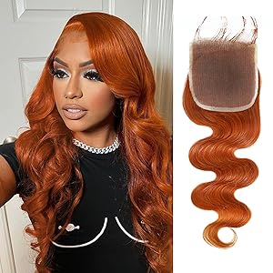 12A 350 Ginger Orange Body Wave Free Part 4x4 HD Lace Closure
