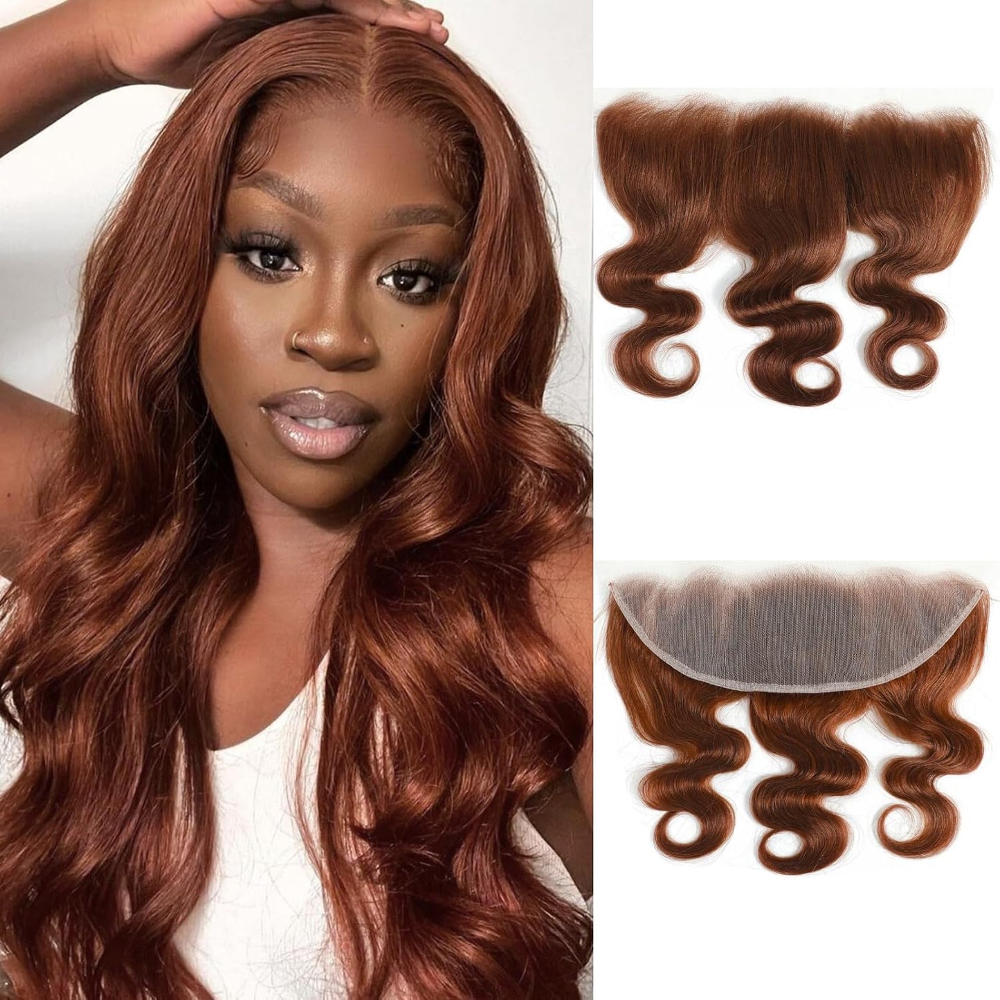 #33 Reddish Brown Body Wave 13x4 Lace Frontal Human Hair