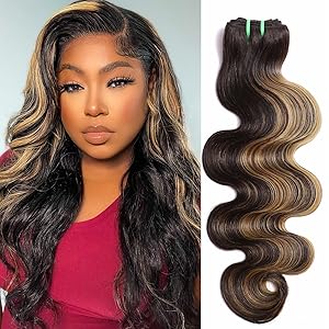 FB/27 Double Drawn Honey Blonde Highlight 1/3 Bundles Body Wave 100% Virgin Human Hair
