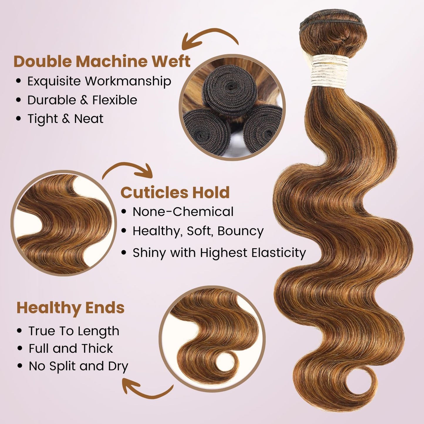 #P4/27 Honey Blonde Highlight 1/3 Bundles Body Wave 100% Virgin Humna Hair