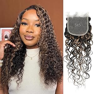 F1B/30 Brown Highlight 5x5 Lace Closure Human Hair