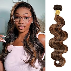 F1B/30 Brown Highlighted Colored Body Wave 1Bundles Human Hair Highlight Water Wave 3 Bundles
