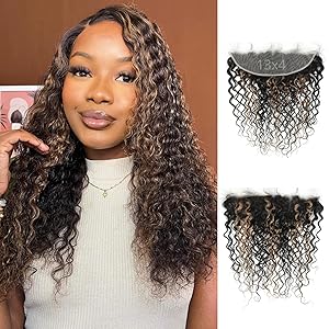 #F1B/27 Black and Blonde Highlight Water Wave 13x4 Lace Frontal