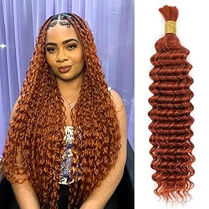 350 Ginger Orange Braiding Curly Human Hair for Boho Braids