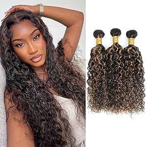 F1B/30 Brown Highlighted Colored Body Wave 1Bundles Human Hair Highlight Water Wave 3 Bundles