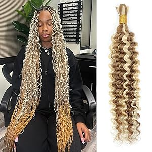 27/613 Blonde Highlight Deep Wave Braiding Human Hair For Boho Knotless Braids